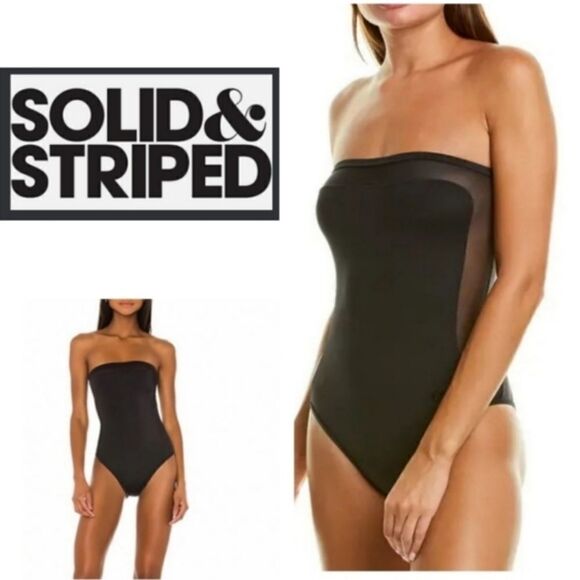 Solid & Stripe Blk Madeline Mesh Bandeau one-piece - Picture 15 of 15